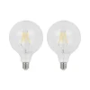 LED-filament E27 8W 2 700 K G125 globe klar 2 stk