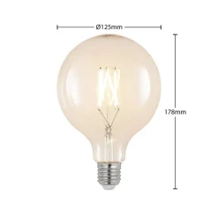 LED-filament E27 8W 2 700 K G125 globe klar 2 stk