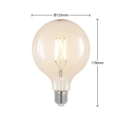 LED-filament E27 6W 2 700 K G125 globe klar 2 stk