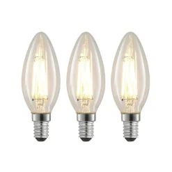 LED-filamentpære E14 4W 827 stearinlys dimbar 3stk