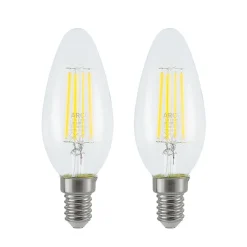 LED-filamentpære E14 4W 827 3-trinns dimmer 2 stk