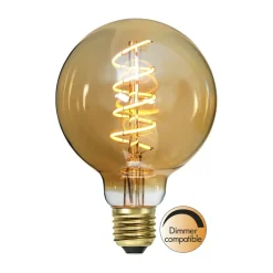 LED-filamentpære Spiral Filament G95 E27 3,2 W ravfarget, dimbar