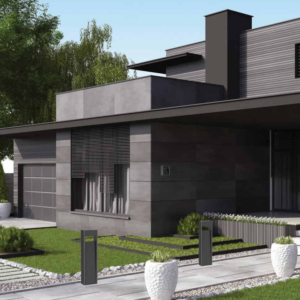 LED-gatelampe E368, grafittfarget, aluminium, høyde 60 cm