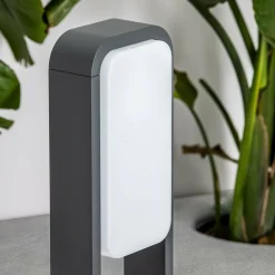 LED-gatelampe Sticker, mørkegrå, aluminium, høyde 72 cm