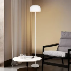 LED-gulvlampe Jeff, hvit, metall, høyde 147 cm