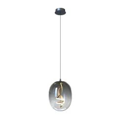 LED-hengelampe Lilly, glass, røykgrå, Ø 28 cm, 4000 K