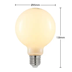 LED-pære E27 8 W G95 2 700 K globe, dimbar, opal