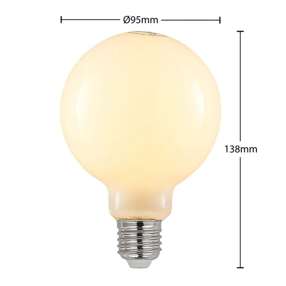LED-pære E27 8 W G95 2 700 K globe, dimbar, opal