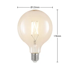 LED-pære E27 8 W G125 2 700 K globe filament, klar