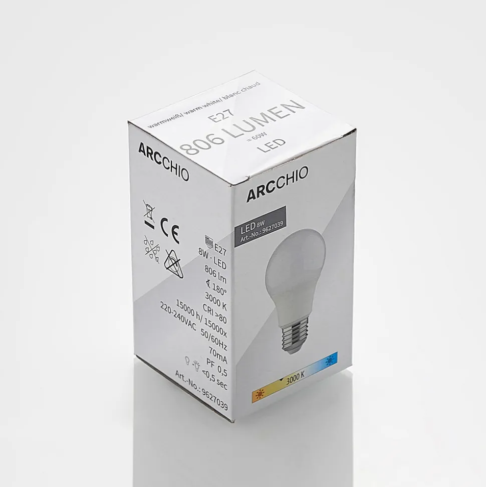 LED-pære E27 A60 8W 3 000 K opal 3 stk
