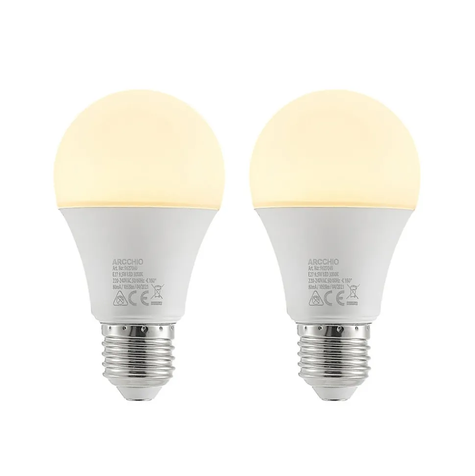 LED-pære E27 A60 9,5W 3 000 K opal 2 stk