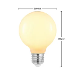 LED-pære E27 8W G80 2 700K dimbar, opal, sett med 3 stk