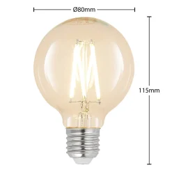 LED-pære E27 8W G80 2 700 K filament, dimbar, klar