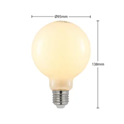 LED-pære E27 8W 2 700 K G95 globe dimbar opal 2stk