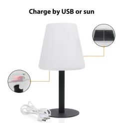 LED-solcellebordlampe OSL-50012 med oppladbart batteri og USB-kabel