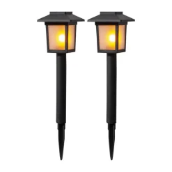 LED-solcelle-sokkellampe Flame Mini i 2-pk