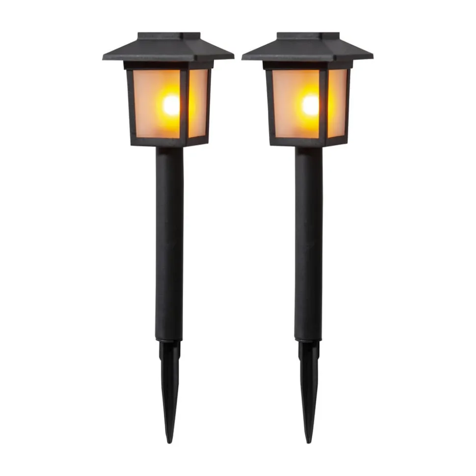 LED-solcelle-sokkellampe Flame Mini i 2-pk