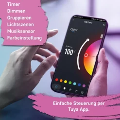 LED-stripe Smart RGB, lengde 2 m, musikksensor, USB, Tuya-app