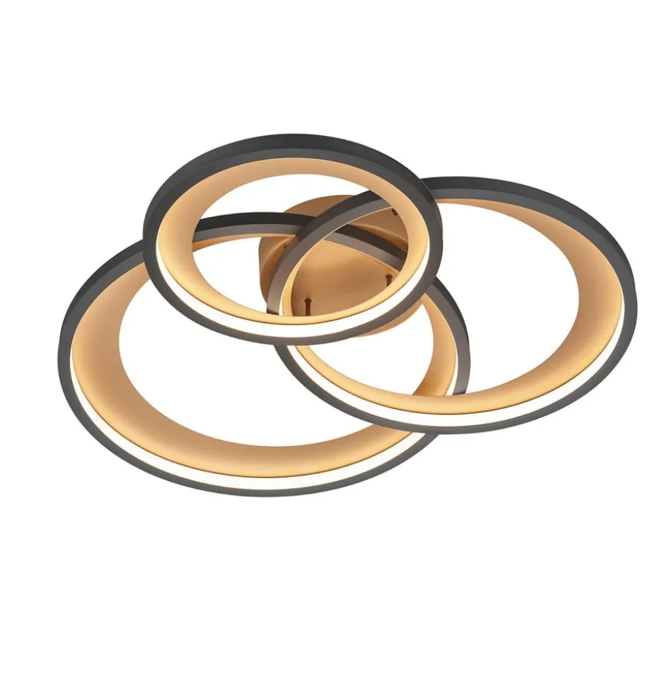 LED-taklampe Granada, svart matt/gull