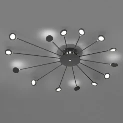 LED-taklampe Peacock, 15 lyskilder, svart