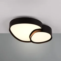 LED-taklampe Rise, svart, 43 x 36 cm, CCT, dimbar