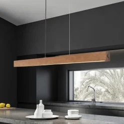 LED-trependel Teo, valnøtt, 126 cm, berøringsdimmer