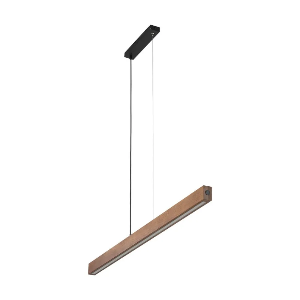 LED-trependel Teo, valnøtt, 126 cm, berøringsdimmer