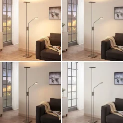 LED-uplight Jonne med lesearm, dimbar, kantet