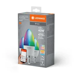 LEDVANCE SMART+ LED, stearinlys, E14, 4,9 W, CCT, RGB, WiFi, 3 enheter