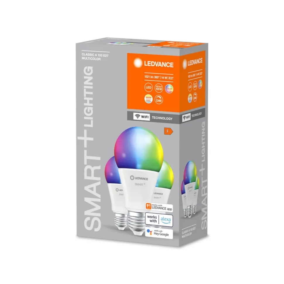 LEDVANCE SMART+ WiFi E27 14W Classic RGBW sett med 3 stk