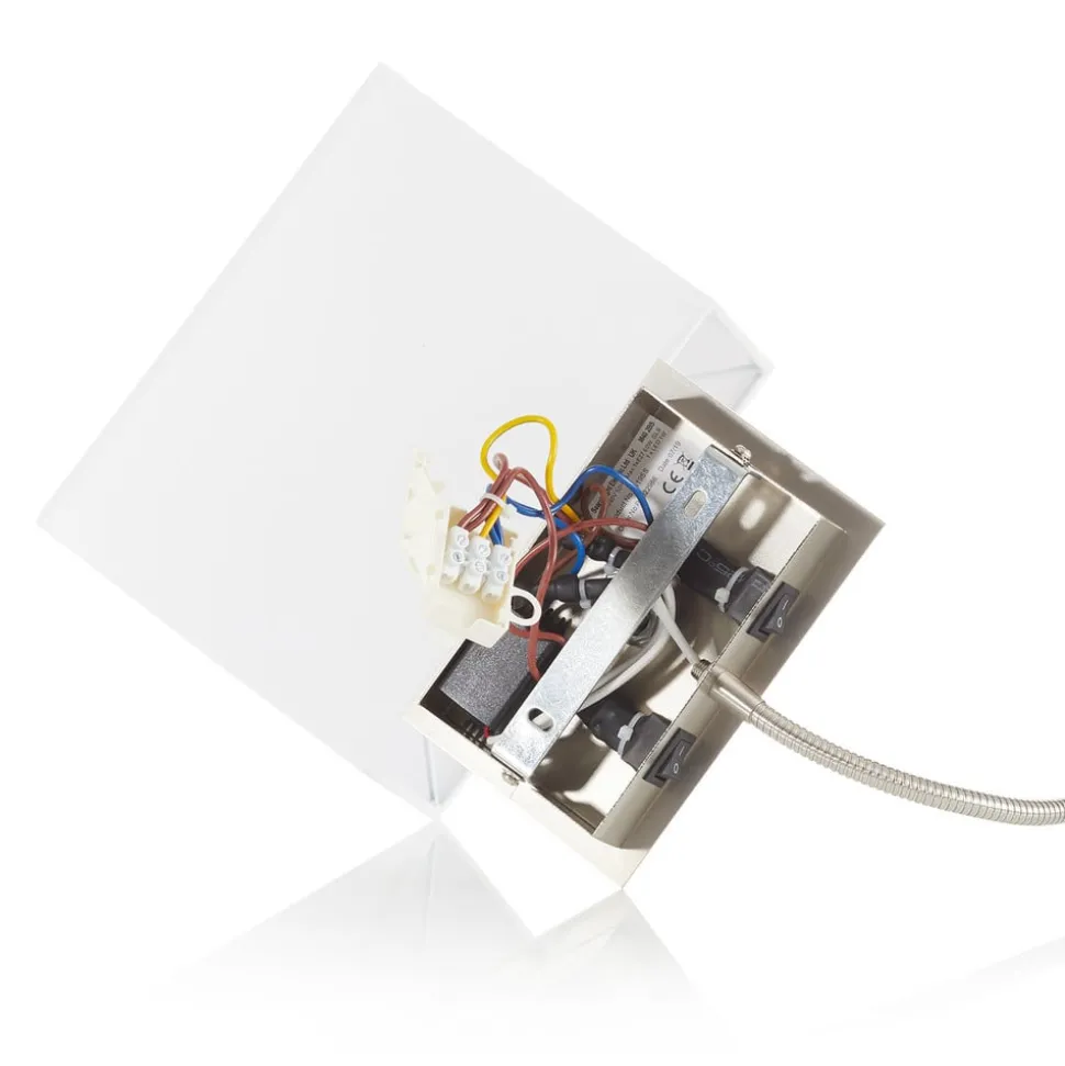 LED-vegglampe 6519 med LED-leselampe, satengsølv