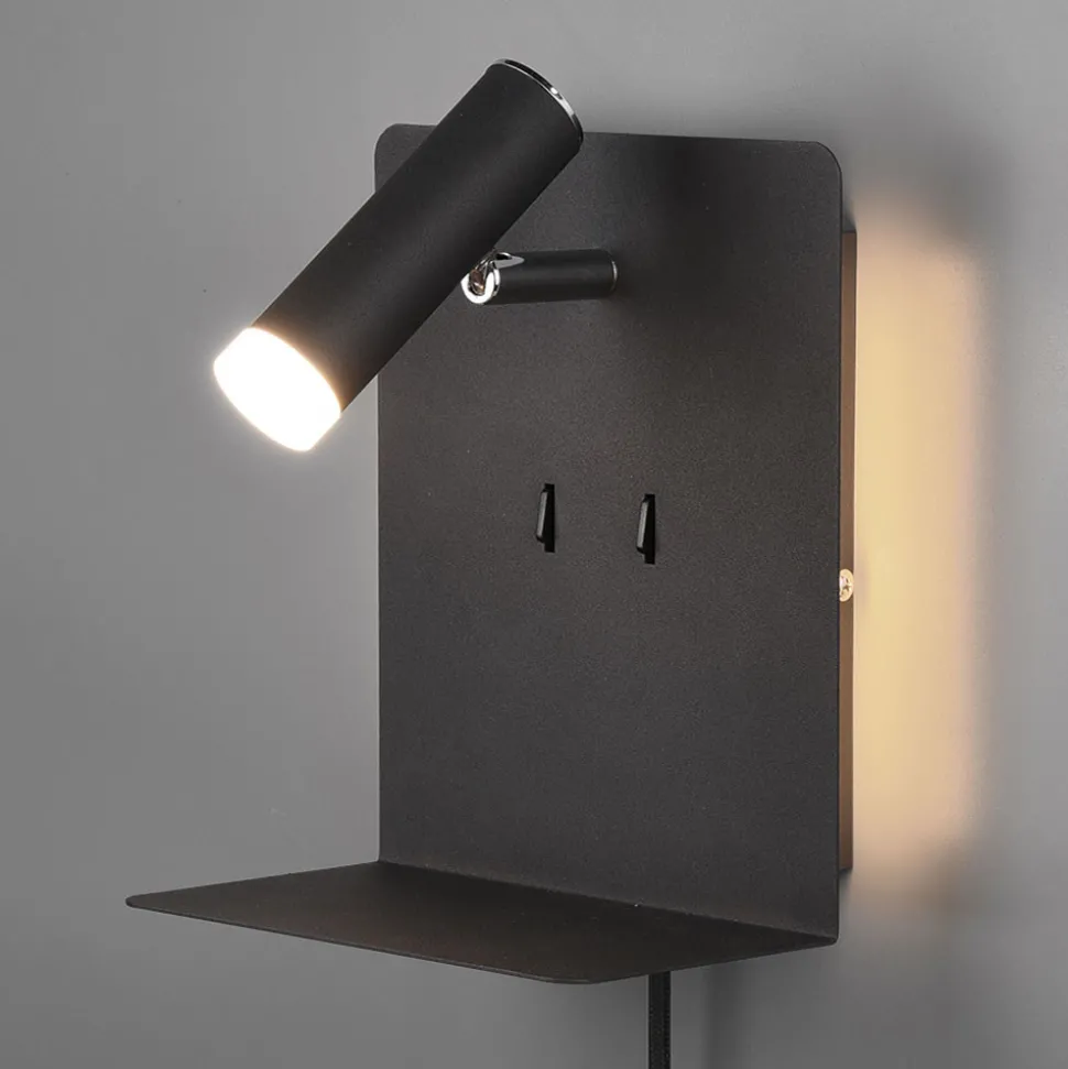 LED-vegglampe Element med hylle svart matt