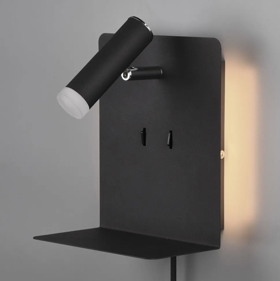 LED-vegglampe Element med hylle svart matt