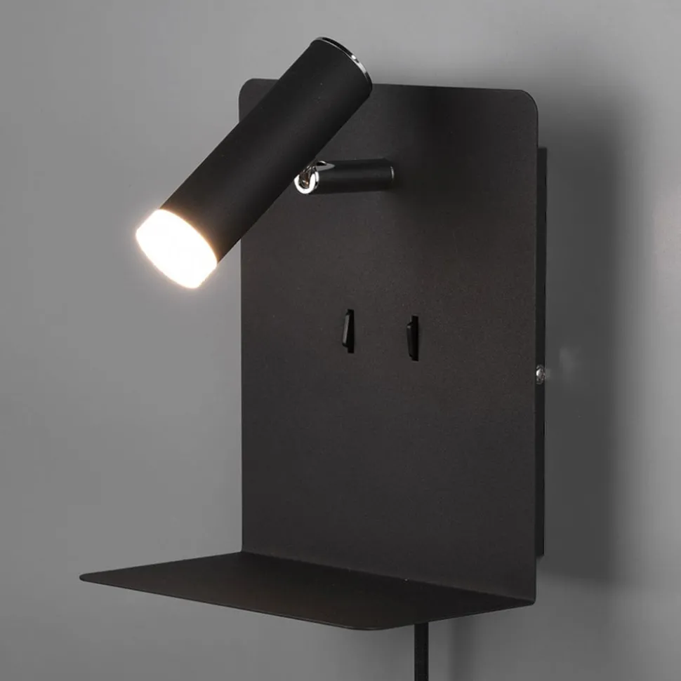 LED-vegglampe Element med hylle svart matt
