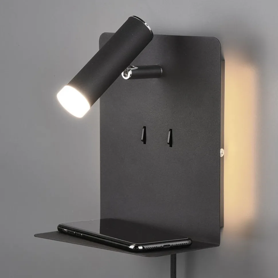 LED-vegglampe Element med hylle svart matt