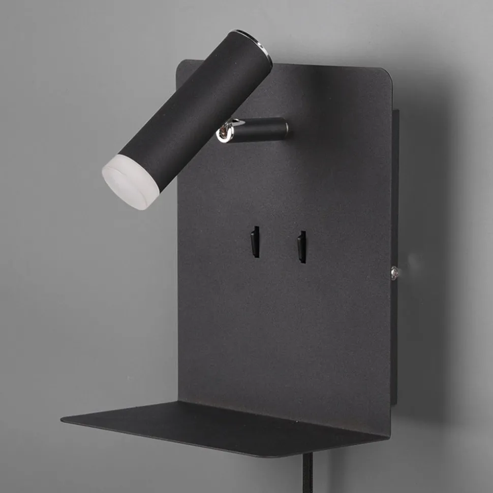 LED-vegglampe Element med hylle svart matt