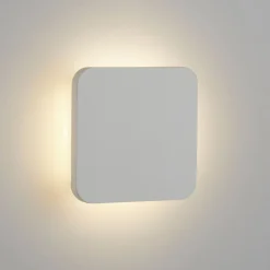 LED-vegglampe Gypsum 15x15cm i hvit gips