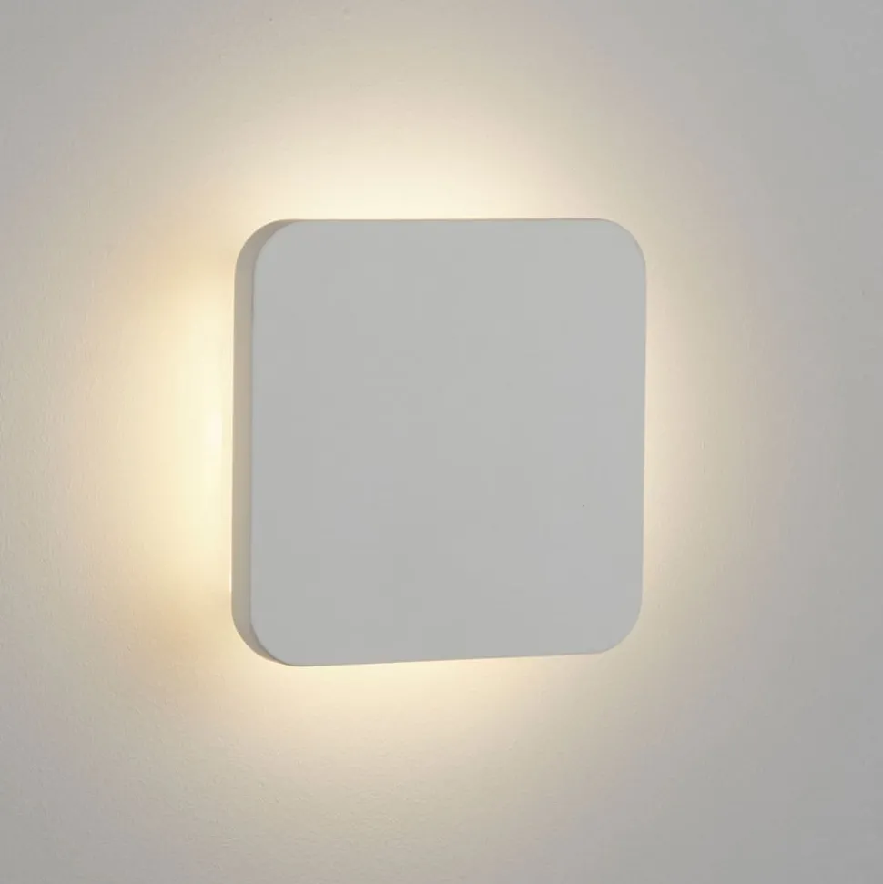 LED-vegglampe Gypsum 15x15cm i hvit gips