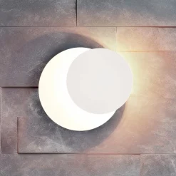 LED-vegglampe Mio, rund linse, matt hvit, indirekte