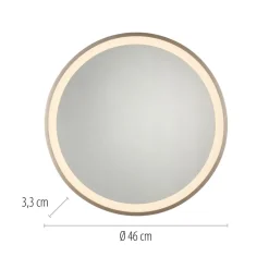 LED-veggspeil VIDRO, bronse, Ø 46 cm, powerbank, bryter