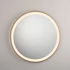 LED-veggspeil VIDRO, bronse, Ø 46 cm, powerbank, bryter