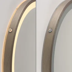 LED-veggspeil VIDRO, bronse, Ø 46 cm, powerbank, bryter