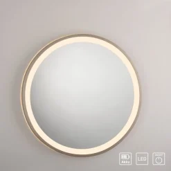 LED-veggspeil VIDRO, bronse, Ø 46 cm, powerbank, bryter