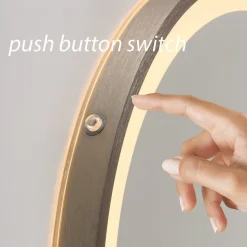 LED-veggspeil VIDRO, bronse, Ø 46 cm, powerbank, bryter