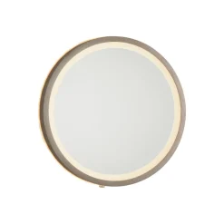 LED-veggspeil VIDRO, bronse, Ø 26 cm, powerbank, bryter