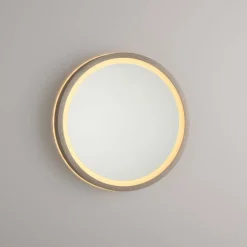 LED-veggspeil VIDRO, bronse, Ø 26 cm, powerbank, bryter