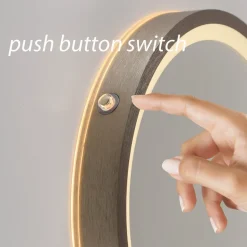 LED-veggspeil VIDRO, bronse, Ø 26 cm, powerbank, bryter