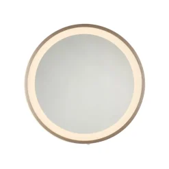 LED-veggspeil VIDRO, bronse, Ø 36 cm, powerbank, bryter