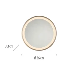 LED-veggspeil VIDRO, bronse, Ø 36 cm, powerbank, bryter