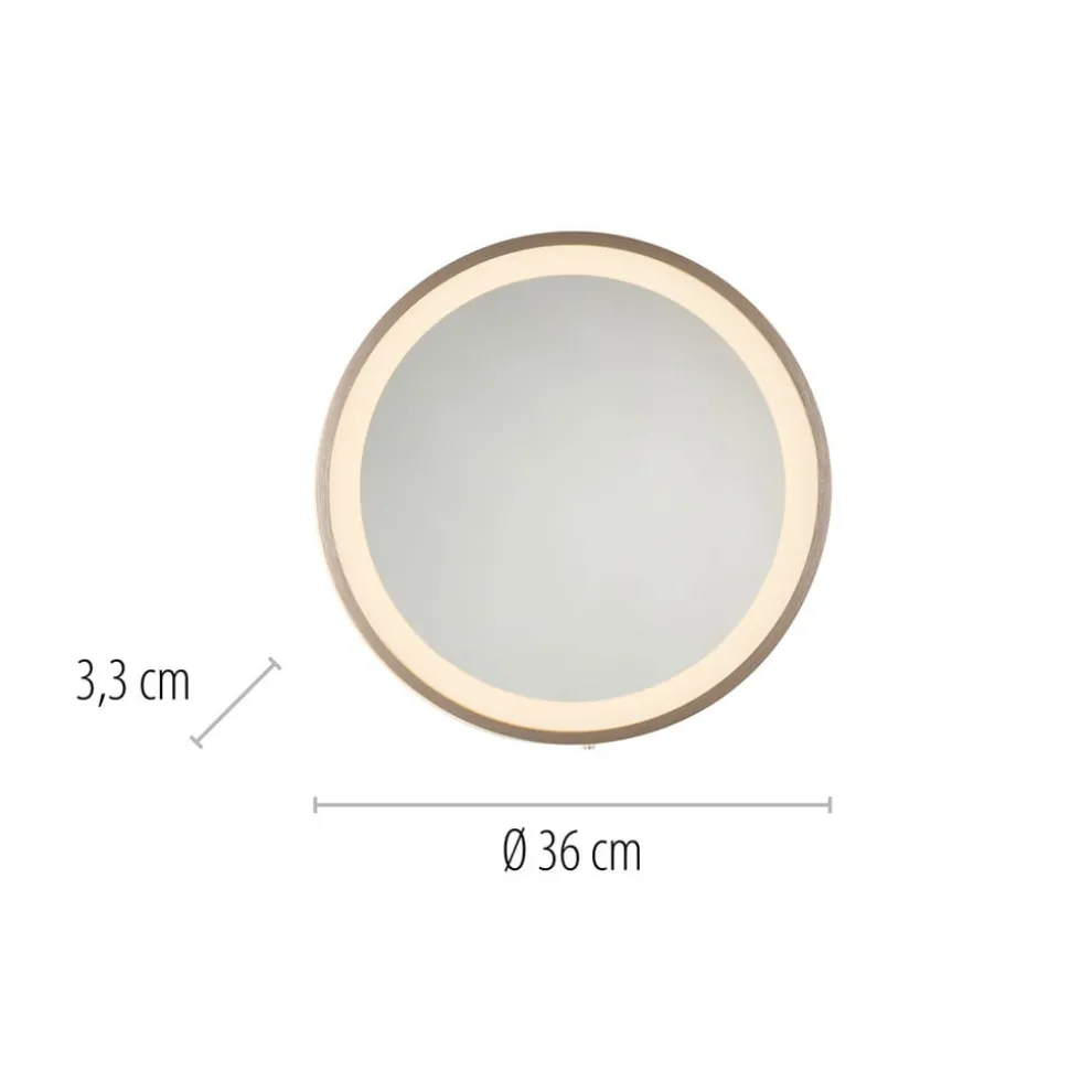 LED-veggspeil VIDRO, bronse, Ø 36 cm, powerbank, bryter